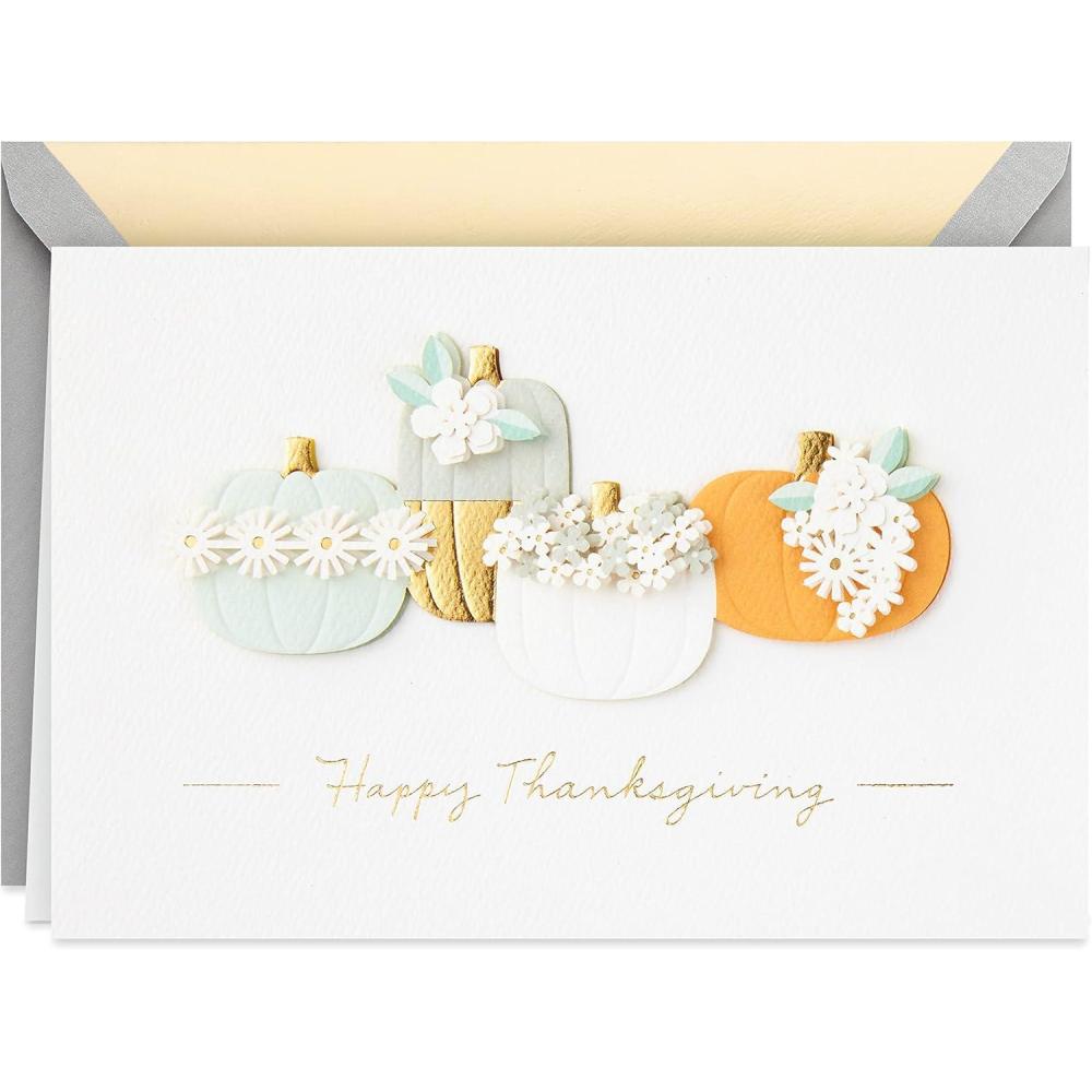 imageHallmark Signature Studio Thanksgiving Card Fall FlowersFancy Pumpkins