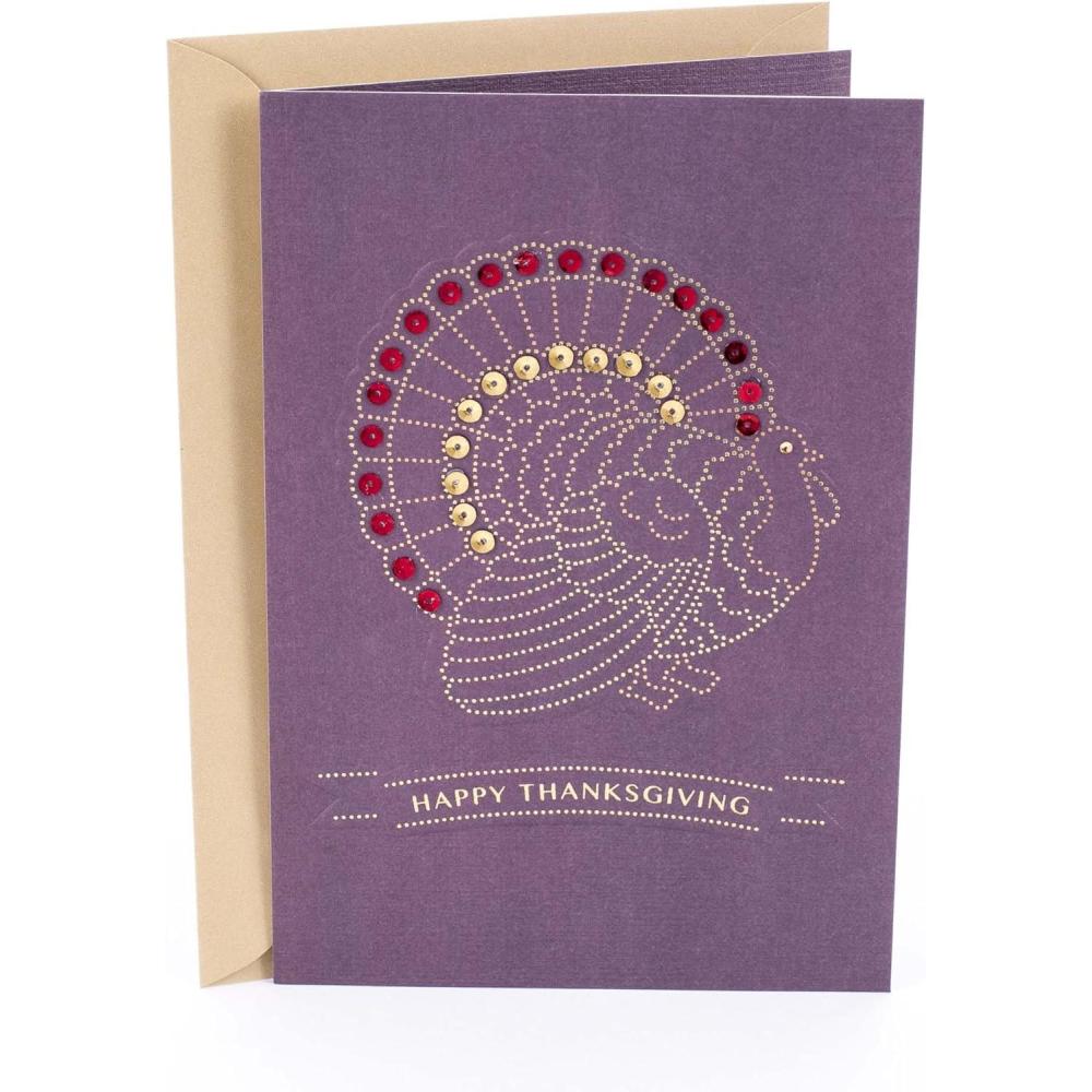 imageHallmark Signature Thanksgiving Card Blessings and LoveTurkey with Sequins