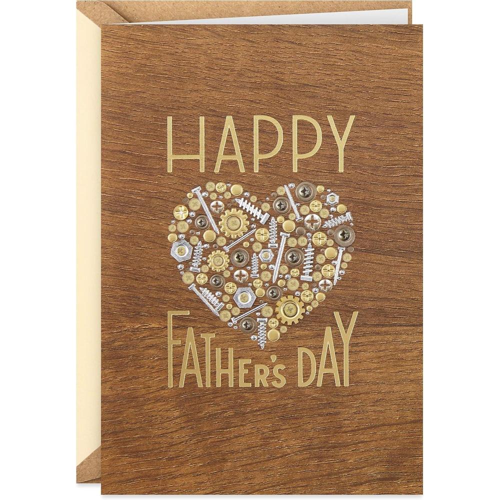 imageHallmark Signature Wood Fathers Day Card for Dad Nuts and Bolts Heart