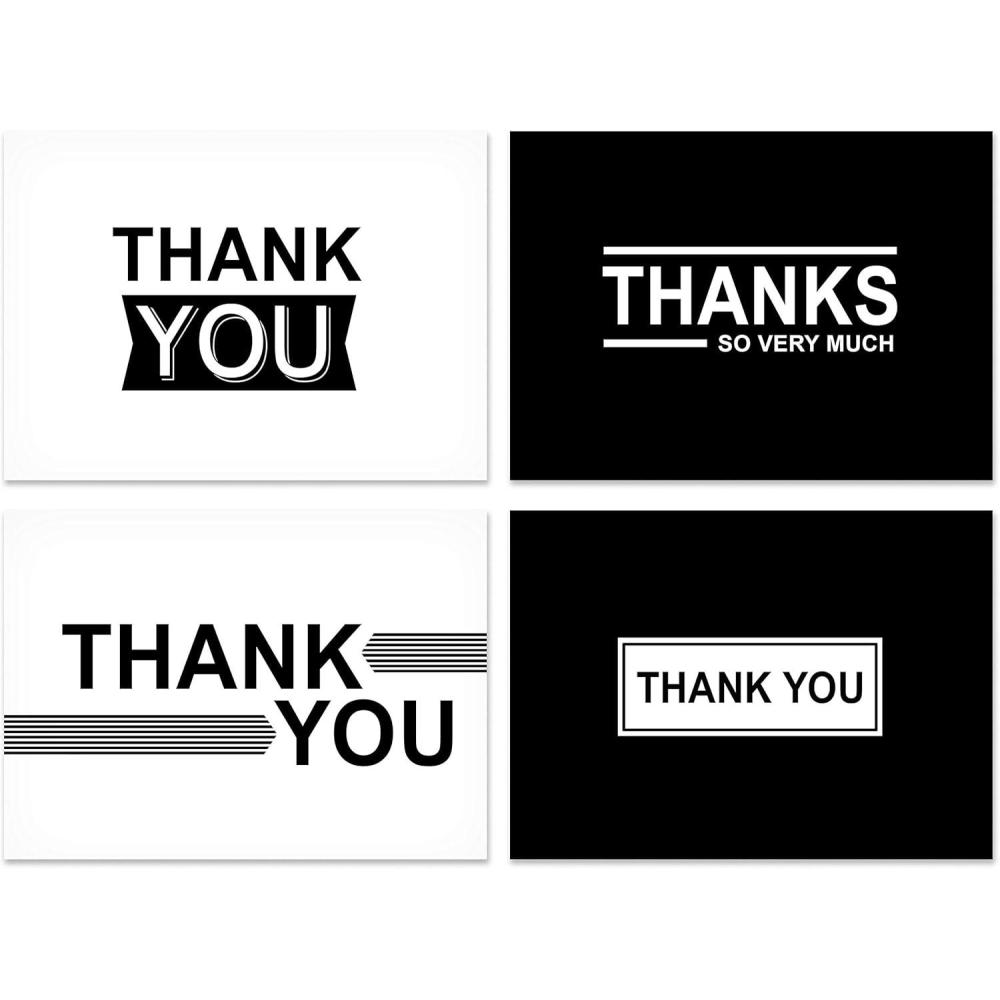 imageHallmark Thank You Cards Assortment Black and Gold Geometric 40 Thank You Notes with Envelopes for Wedding Business Graduation All OccasionBlack  White Thanks