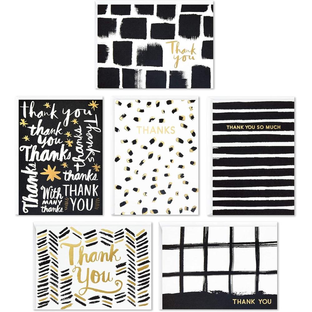imageHallmark Thank You Cards Assortment Black and Gold Geometric 40 Thank You Notes with Envelopes for Wedding Business Graduation All OccasionBlack  White Assortment