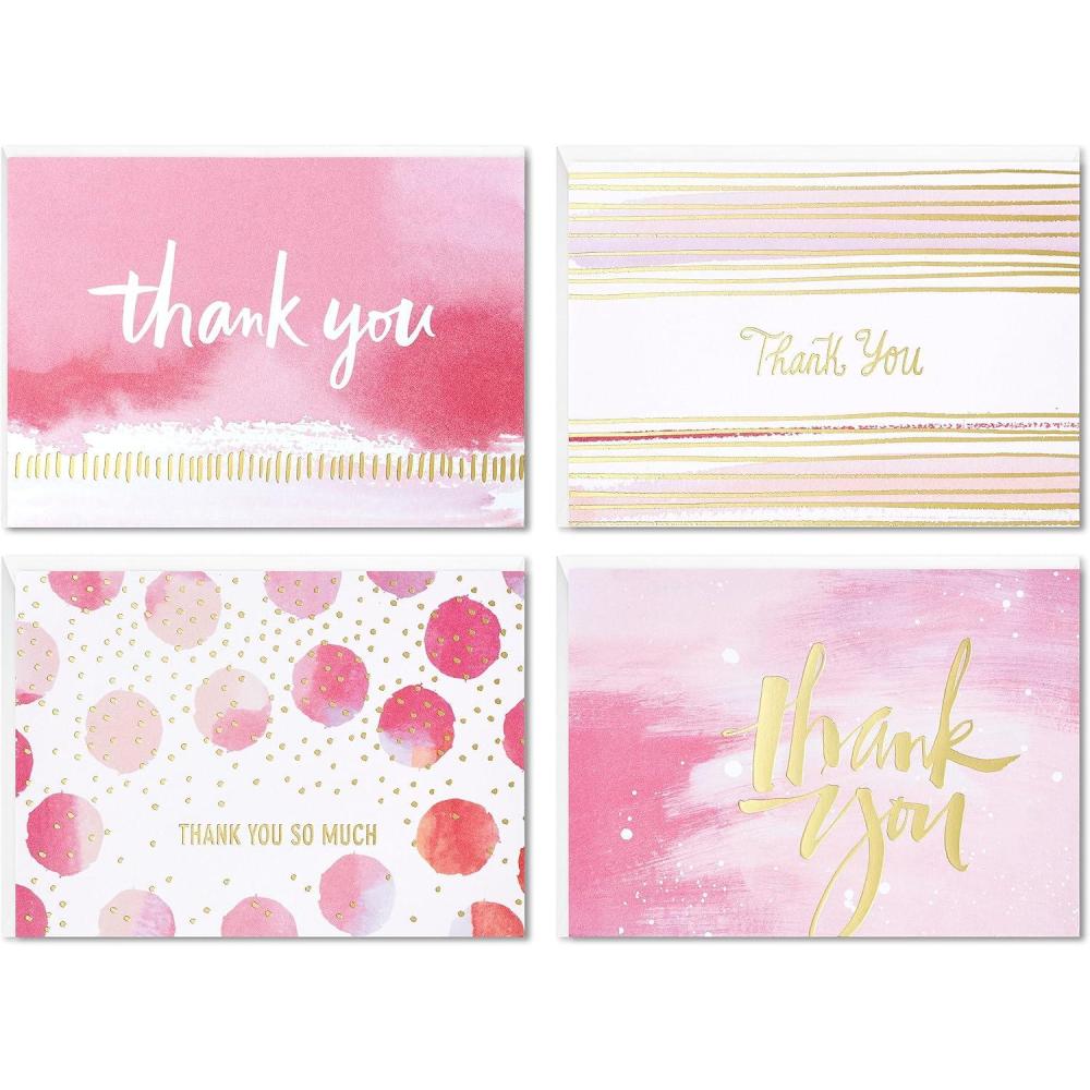 imageHallmark Thank You Cards Assortment Gold Foil Script 40 Thank You Notes with Envelopes for Wedding Bridal Shower Baby Shower BusinessPink  Gold