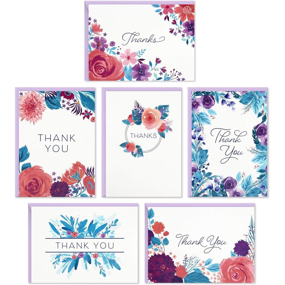 imageHallmark Thank You Cards Assortment Painted Flowers 48 Cards with Envelopes for Baby Showers Wedding Bridal Showers All OccasionFlowers