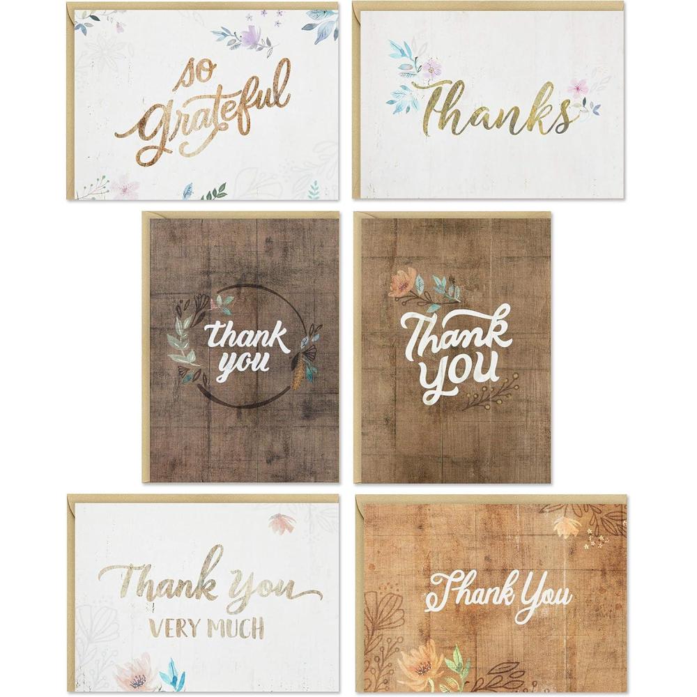 imageHallmark Thank You Cards Assortment Rustic Flowers 48 Thank You Notes with EnvelopesRustic Flower