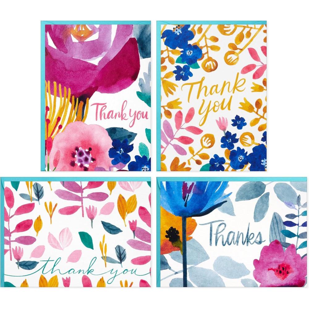 imageHallmark Thank You Notes Assortment 48 Blank Cards with Envelopes Watercolor Florals
