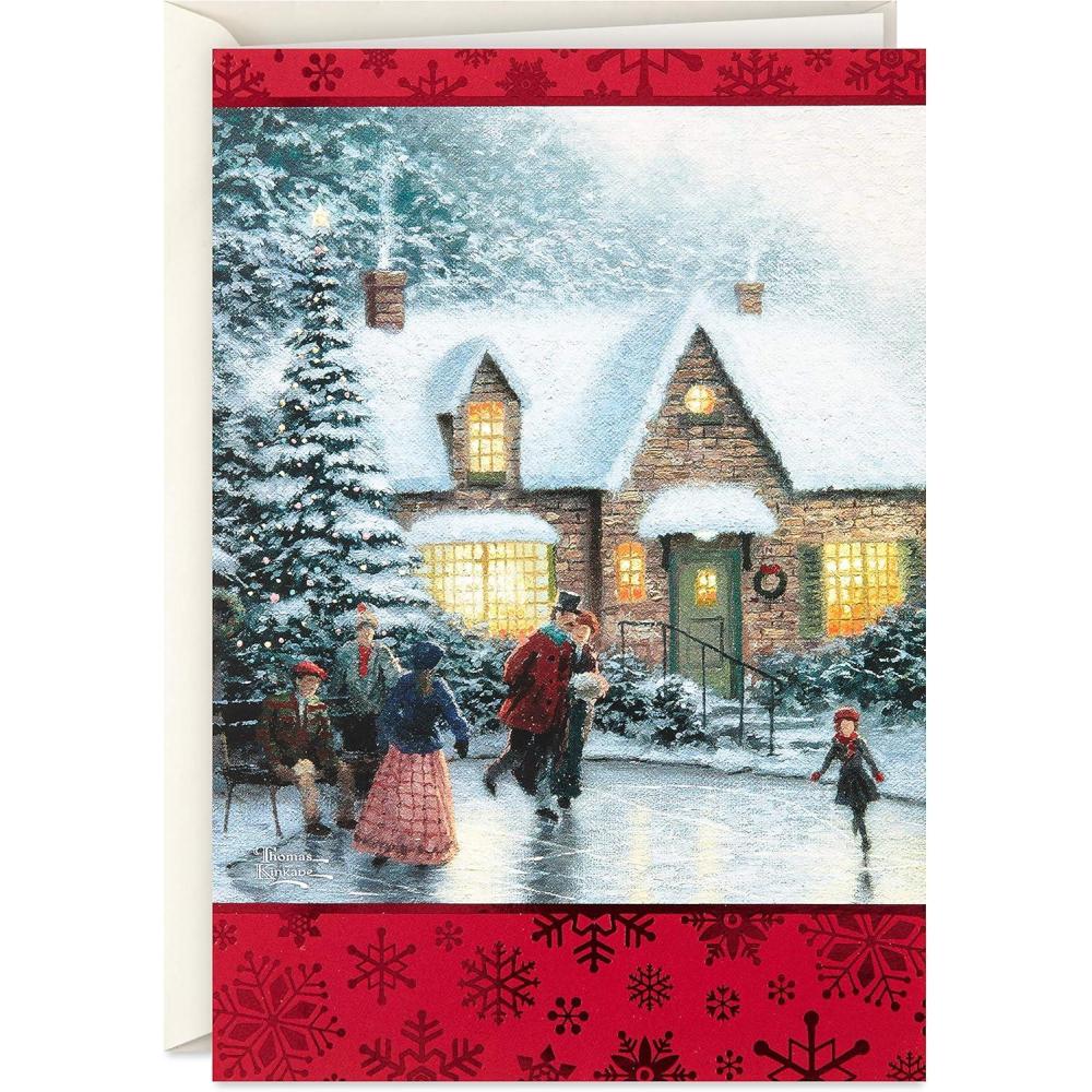 imageHallmark Thomas Kinkade Boxed Christmas Cards Ice Skating 40 Cards and EnvelopesIce Skating