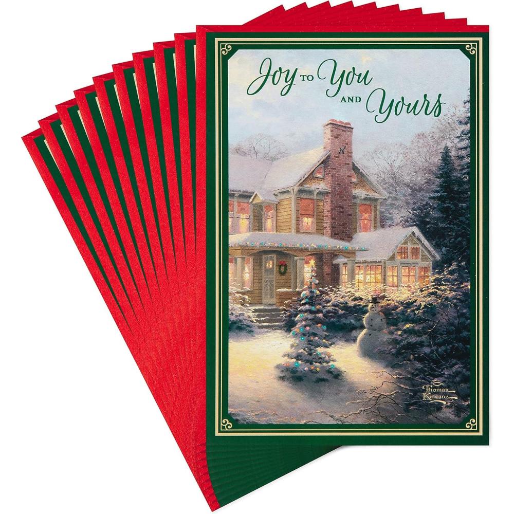 imageHallmark Thomas Kinkade Christmas Card Snow Cabin 0599XXH5221Snowy House  10 Kinkade Cards with Envelopes