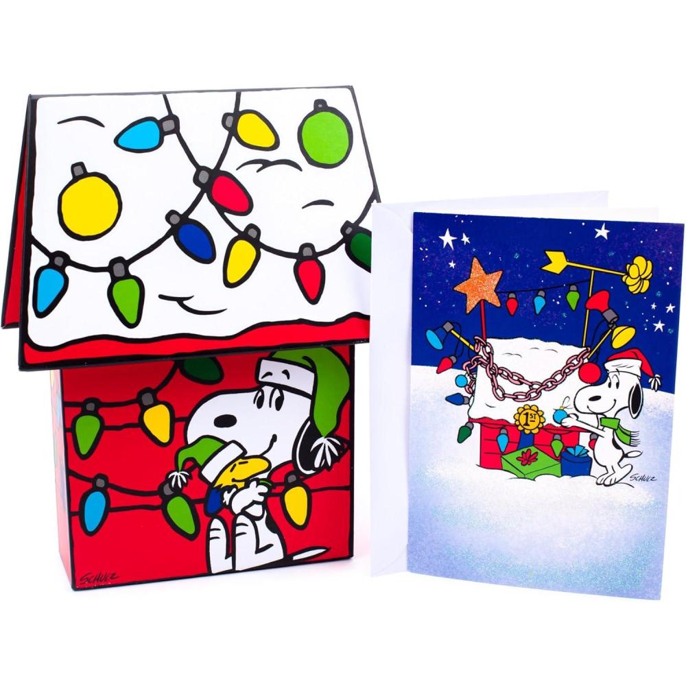 imageHallmark Twas the Night Before Christmas Card Assortment with Keepsake Box 12 Cards with EnvelopesSnoopy Christmas House With Cards