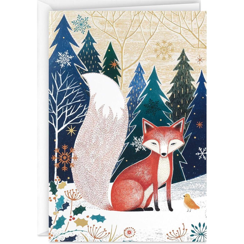 imageHallmark UNICEF Boxed Christmas Cards Folk Art Fox 12 Cards and 13 EnvelopesFox  UNICEF