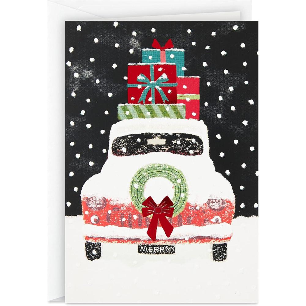 imageHallmark UNICEF Boxed Christmas Cards Folk Art Fox 12 Cards and 13 EnvelopesSnowy Truck with Gifts Holiday Cards