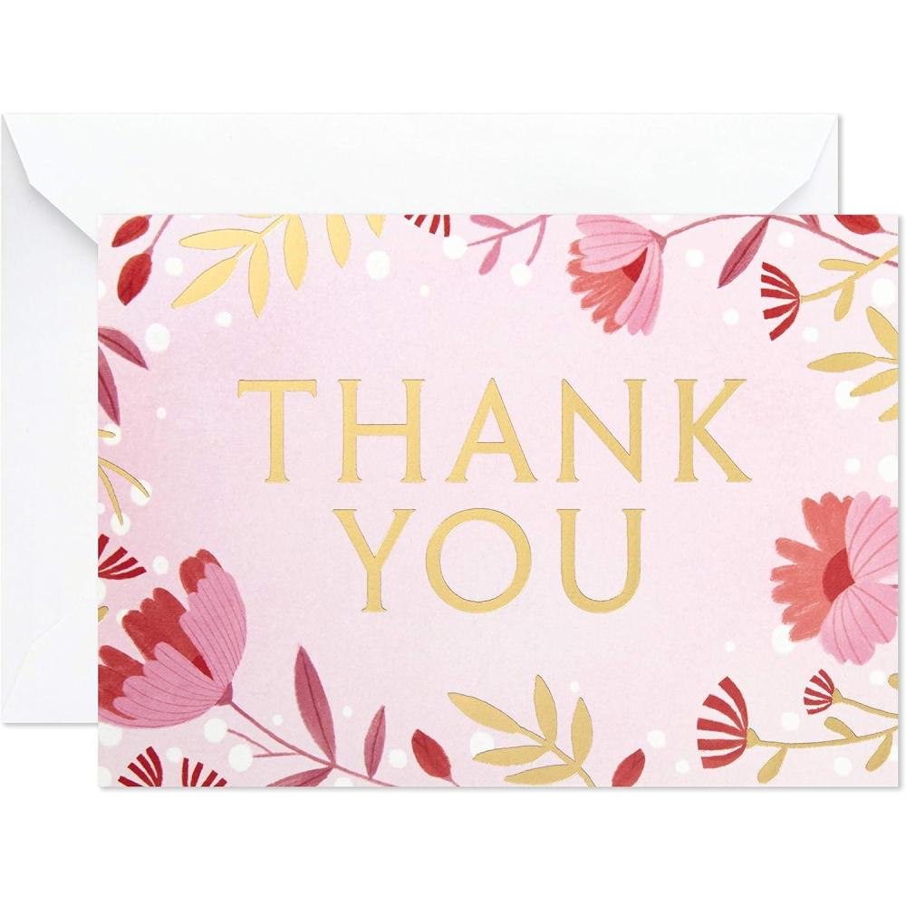 imageHallmark Wedding Baby Shower Bridal Shower Thank You Cards Pink Flowers 40 Thank You Notes and Envelopes