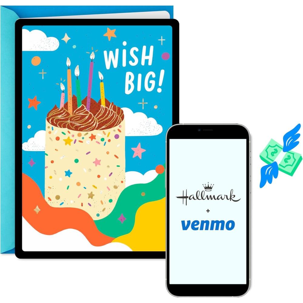 imageHallmark and Venmo Birthday Card Wish Big for Kids Adults Friends Coworkers