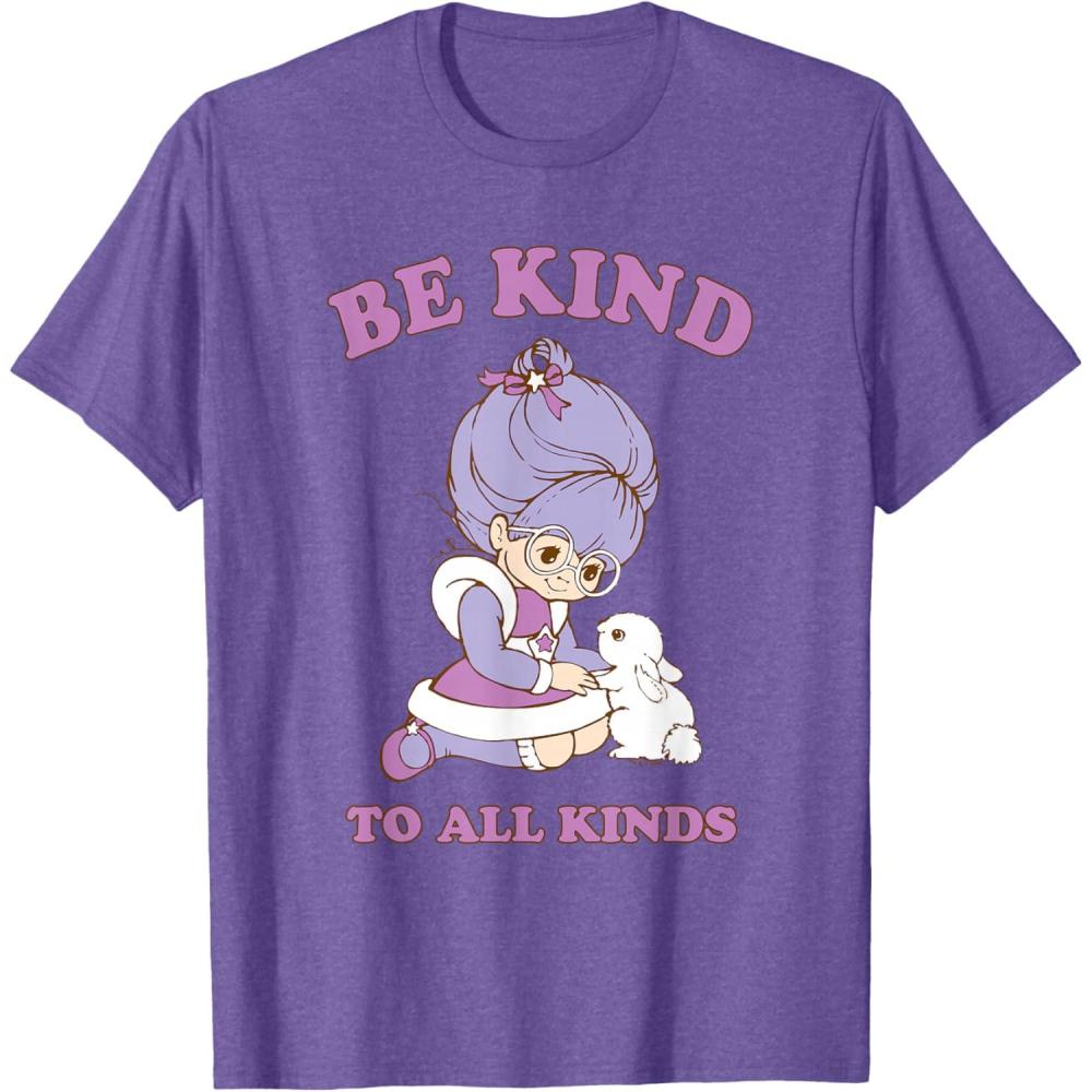 imageRainbow Brite Be Kind To All Kinds Shy Violet ampamp Bunny TShirtPurple Heather
