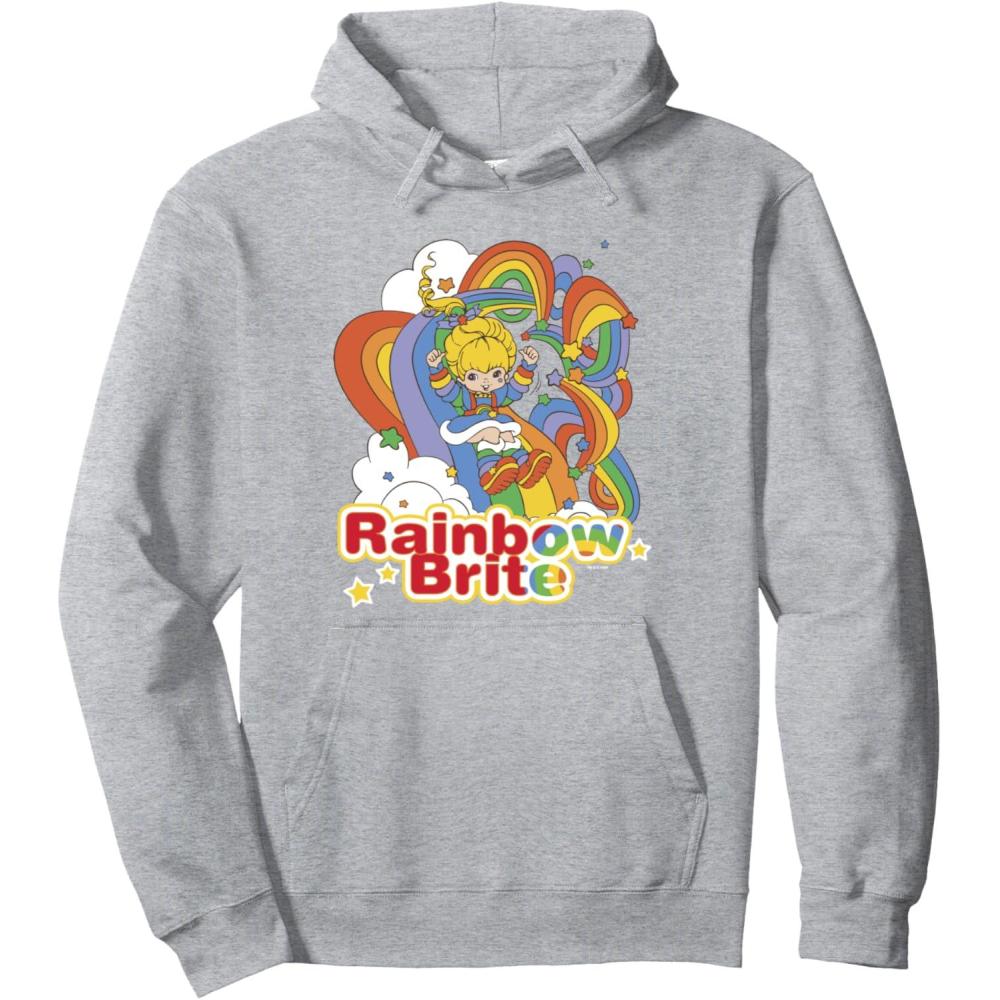 imageRainbow Brite Wisp Sliding Down Rainbows Portrait Pullover HoodieHeather Grey