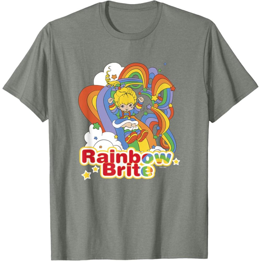 imageRainbow Brite Wisp Sliding Down Rainbows Portrait TShirtOlive Heather