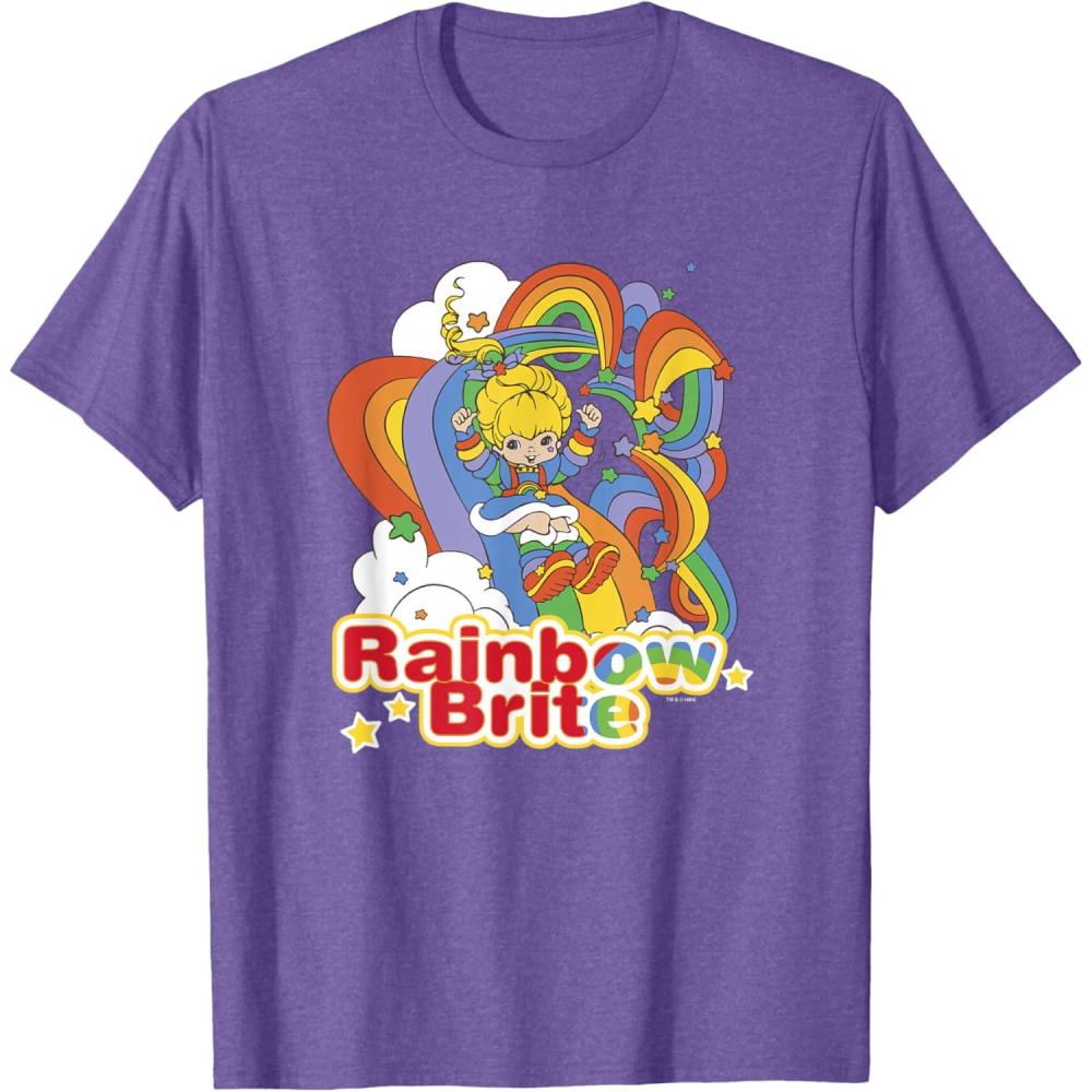 imageRainbow Brite Wisp Sliding Down Rainbows Portrait TShirtPurple Heather