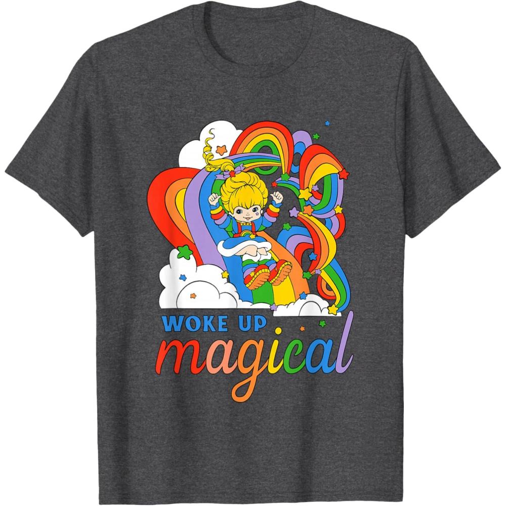 imageRainbow Brite Woke Up Magical Vintage Rainbow Slide TShirtDark Heather Grey
