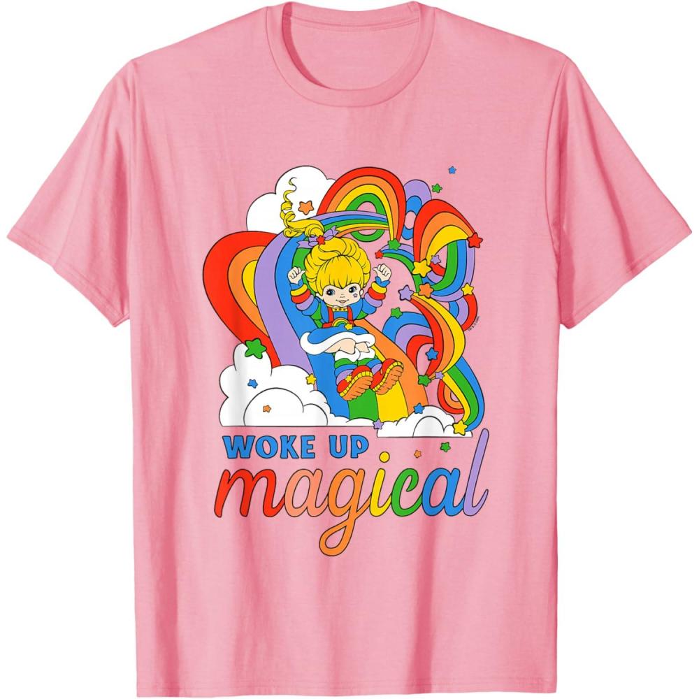 imageRainbow Brite Woke Up Magical Vintage Rainbow Slide TShirtPink