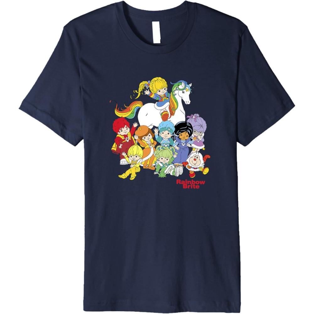 imageRainbow Brite ampamp Friends Vintage Color Kids And Sprites Group Premium TShirtNavy Blue