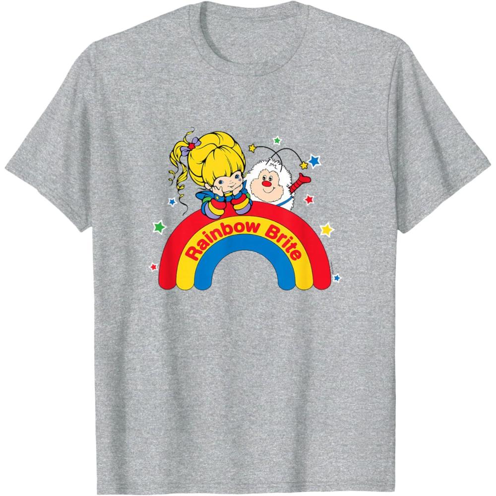 imageRainbow Brite ampamp Sprite Vintage Rainbow And Stars Portrait TShirtHeather Grey