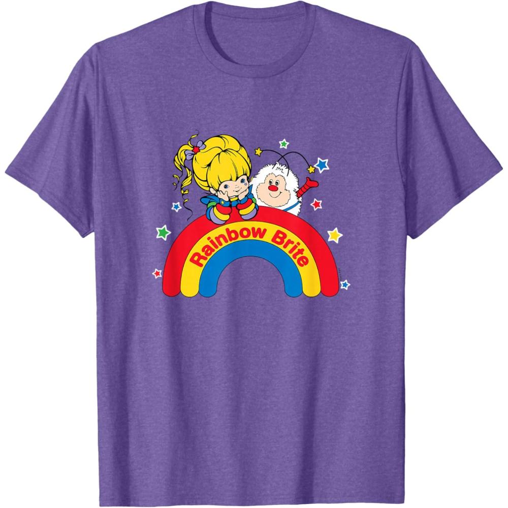 imageRainbow Brite ampamp Sprite Vintage Rainbow And Stars Portrait TShirtPurple Heather