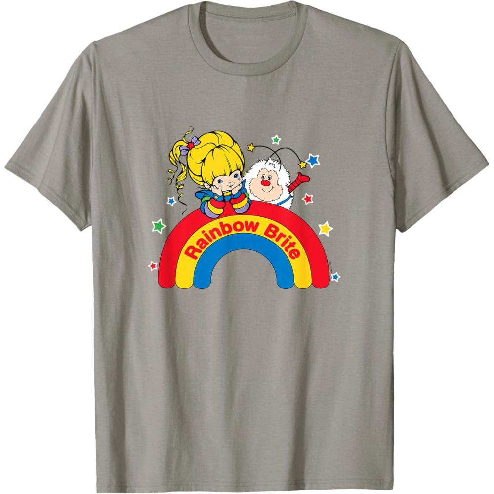 imageRainbow Brite ampamp Sprite Vintage Rainbow And Stars Portrait TShirtSlate Grey