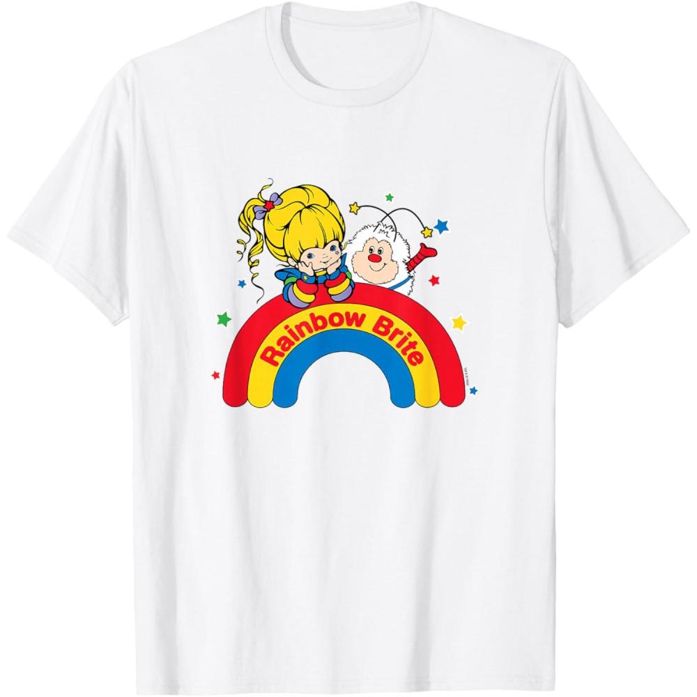 imageRainbow Brite ampamp Sprite Vintage Rainbow And Stars Portrait TShirtWhite