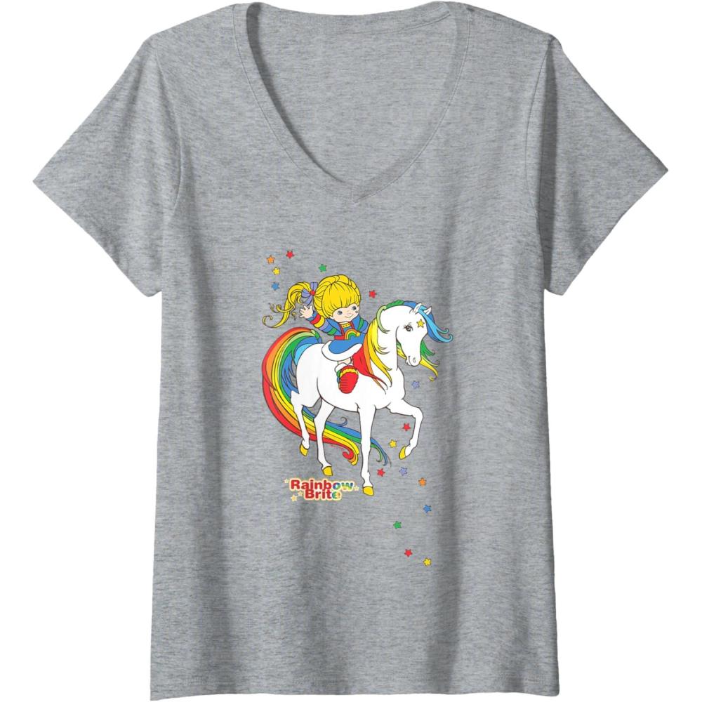 imageRainbow Brite ampamp Starlite Best Friends Vintage Sparkle Duo VNeck TShirtHeather Grey