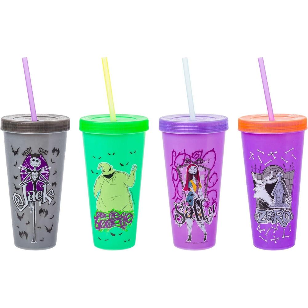 imageSilver Buffalo Rainbow Brite 4 pack Color Change Plastic Tumbler Set Featuring Rainbow Brite Patty OGreen La La Orange and Shy Violet 24 OuncesDisney Nightmare Before Christmas