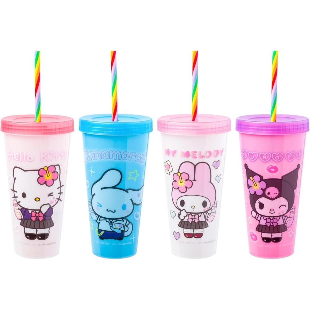 imageSilver Buffalo Rainbow Brite 4 pack Color Change Plastic Tumbler Set Featuring Rainbow Brite Patty OGreen La La Orange and Shy Violet 24 OuncesHello Kitty and Friends Kogyaru
