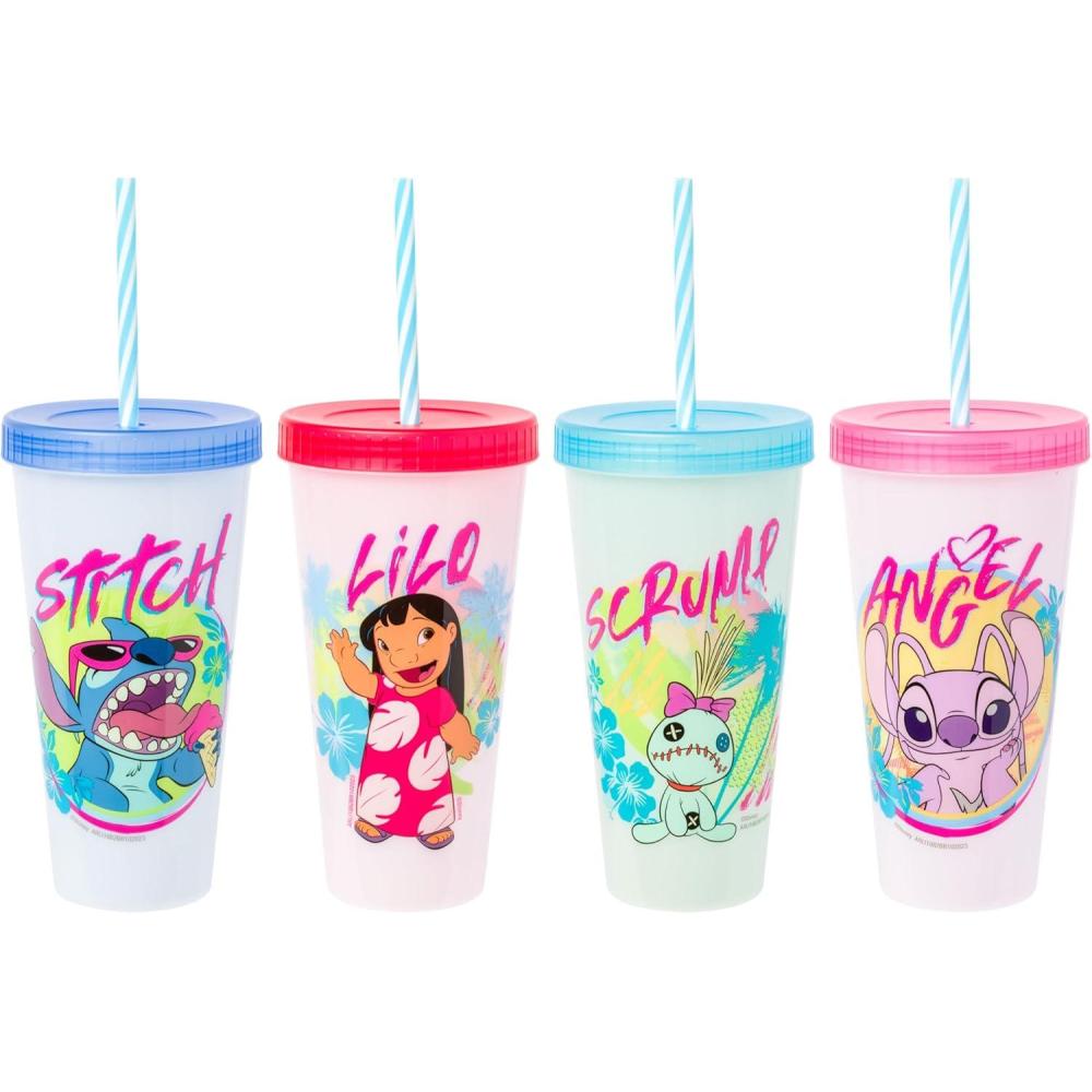 imageSilver Buffalo Rainbow Brite 4 pack Color Change Plastic Tumbler Set Featuring Rainbow Brite Patty OGreen La La Orange and Shy Violet 24 OuncesLilo  Stitch  Scrump  and Angel