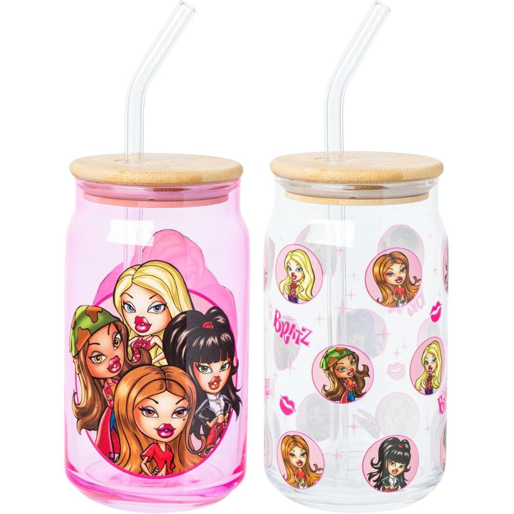 imageSilver Buffalo Rainbow Brite Balloon Glass Tumbler with Bamboo Lid and Glass Straw 16 OuncesBratz 2 Pack