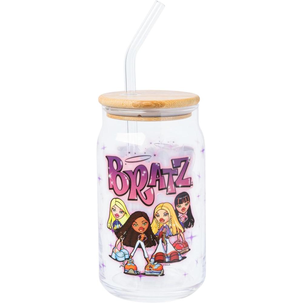 imageSilver Buffalo Rainbow Brite Balloon Glass Tumbler with Bamboo Lid and Glass Straw 16 OuncesBratz Dolls
