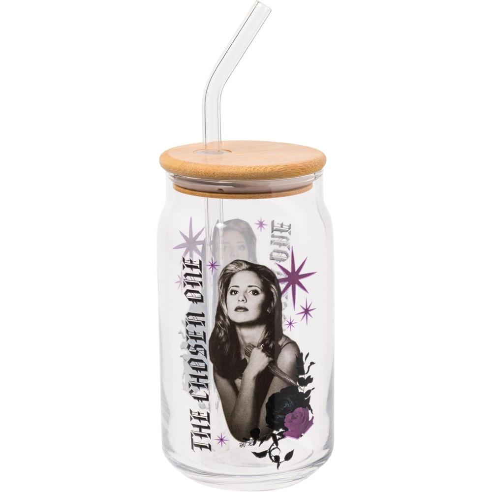 imageSilver Buffalo Rainbow Brite Balloon Glass Tumbler with Bamboo Lid and Glass Straw 16 OuncesBuffy The Chosen One