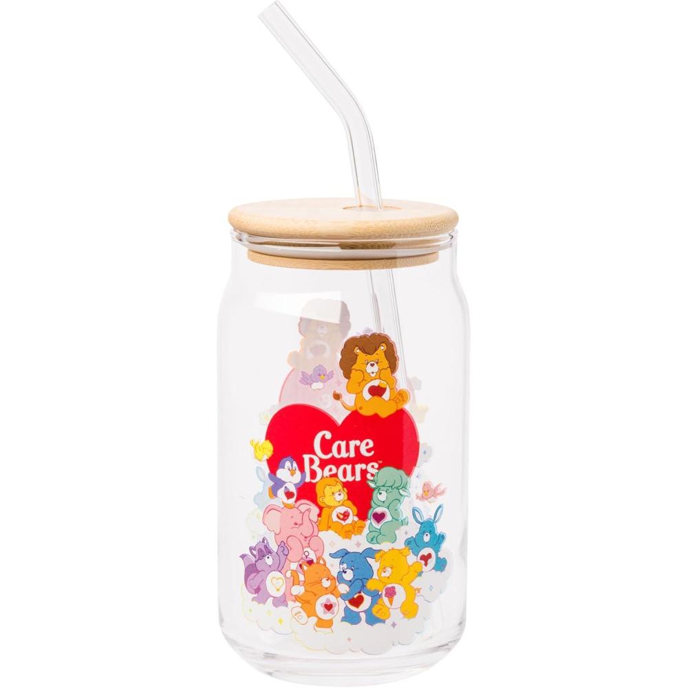 imageSilver Buffalo Rainbow Brite Balloon Glass Tumbler with Bamboo Lid and Glass Straw 16 OuncesCare Bear Cousins Group