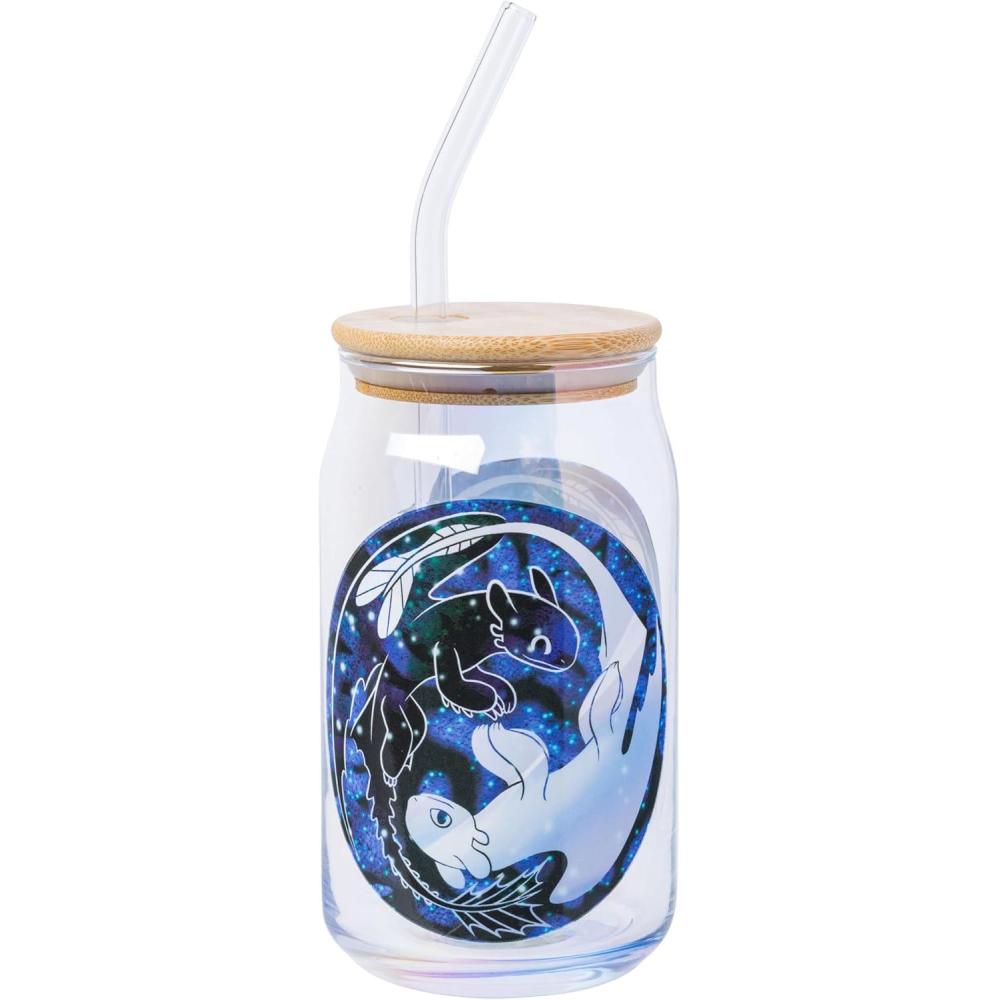 imageSilver Buffalo Rainbow Brite Balloon Glass Tumbler with Bamboo Lid and Glass Straw 16 OuncesHow to Train Your Dragon