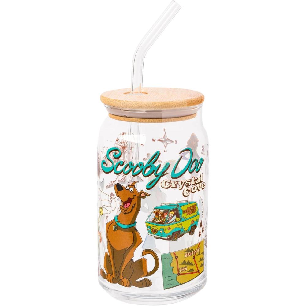 imageSilver Buffalo Rainbow Brite Balloon Glass Tumbler with Bamboo Lid and Glass Straw 16 OuncesScooby Doo Crystal Cove