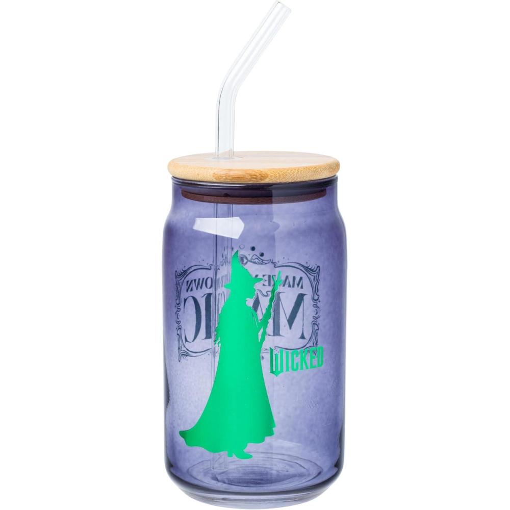 imageSilver Buffalo Rainbow Brite Balloon Glass Tumbler with Bamboo Lid and Glass Straw 16 OuncesWicked Elphaba