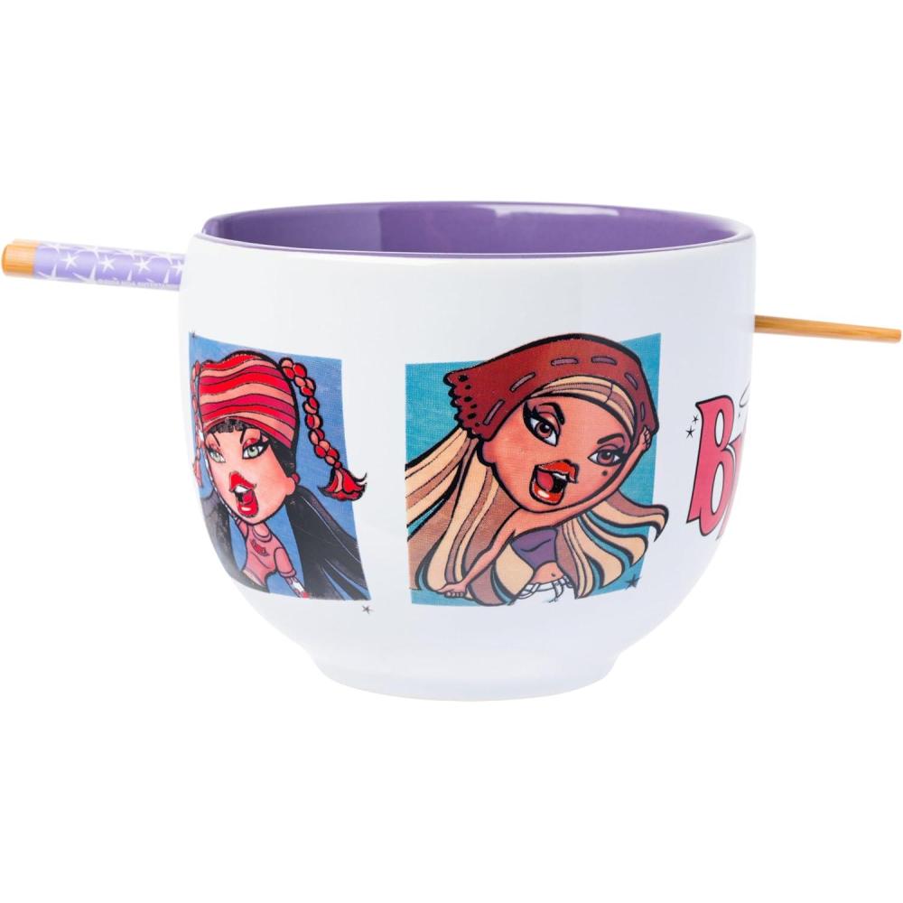 imageSilver Buffalo Rainbow Brite Ceramic Ramen Noodle Rice Bowl with Chopsticks Microwave Safe 20 OuncesBratz