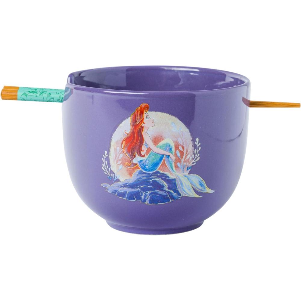 imageSilver Buffalo Rainbow Brite Ceramic Ramen Noodle Rice Bowl with Chopsticks Microwave Safe 20 OuncesThe Little Mermaid