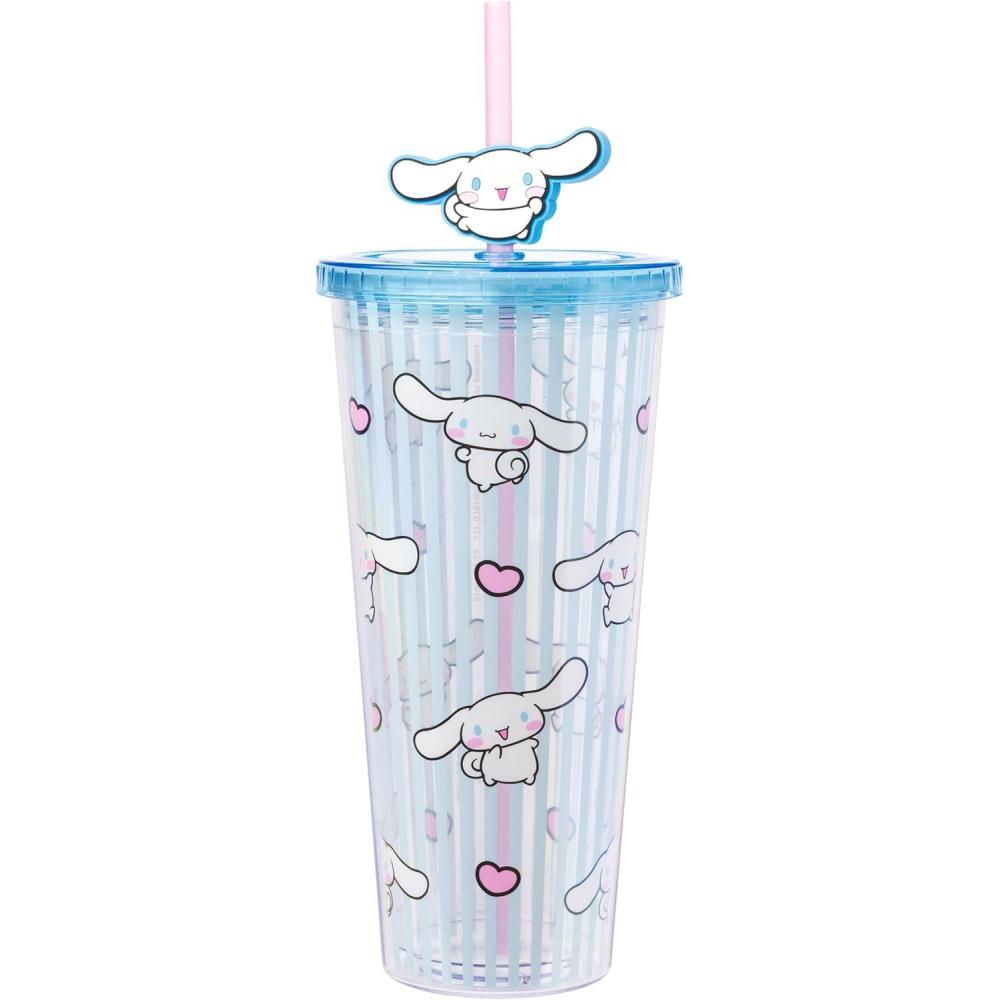 imageSilver Buffalo Rainbow Brite Plastic Cold Cup with Lid and Straw Topper 24 OuncesCinnamoroll