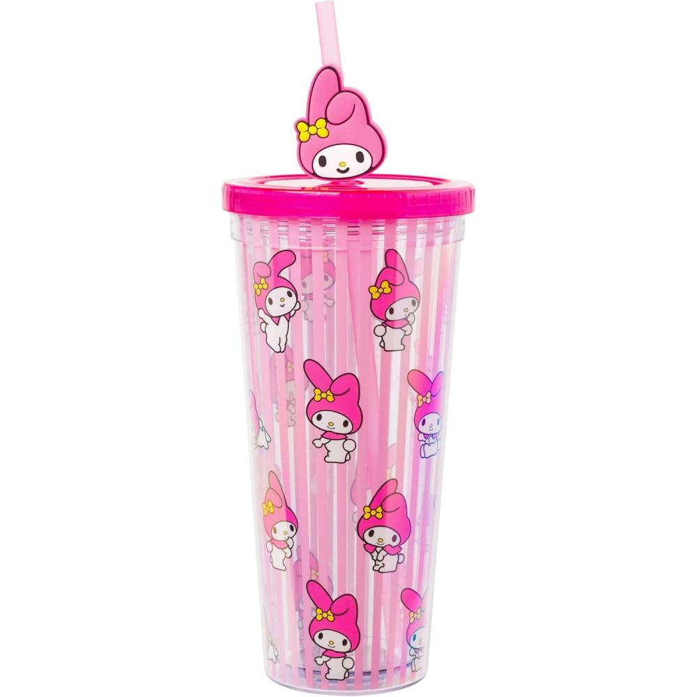 imageSilver Buffalo Rainbow Brite Plastic Cold Cup with Lid and Straw Topper 24 OuncesMy Melody