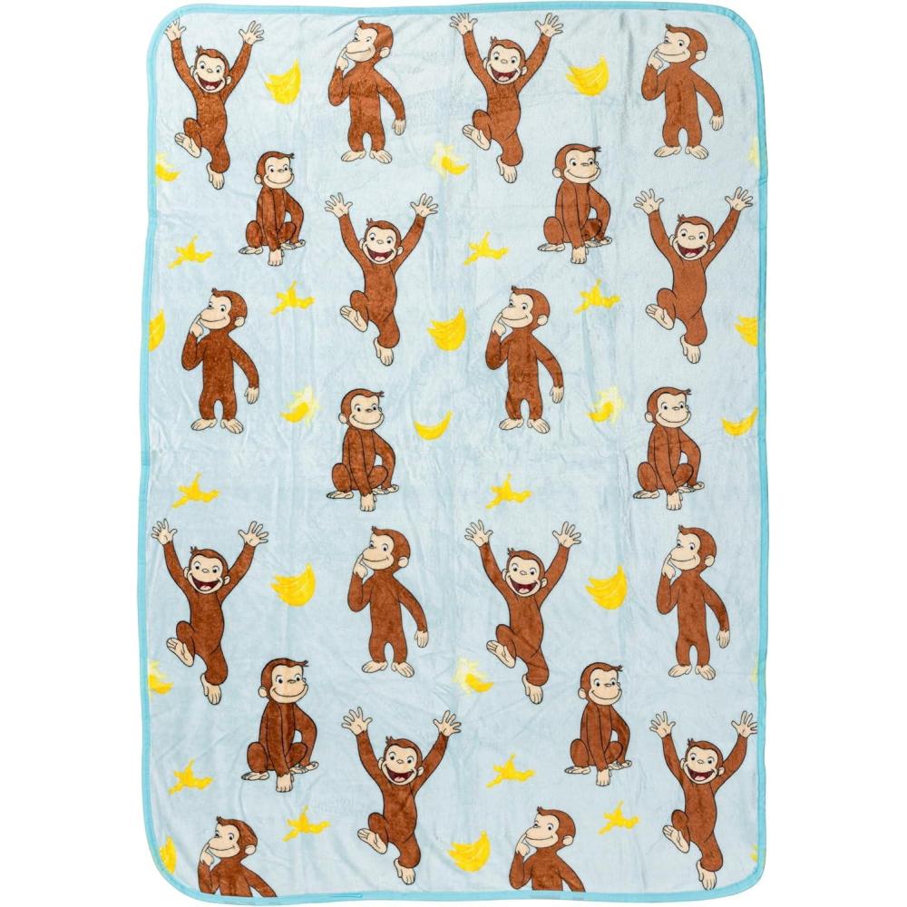 imageSilver Buffalo Rainbow Brite Plush Raschel Throw Blanket Featuring Rainbow Land 45quot x 60quotCurious George Bananas