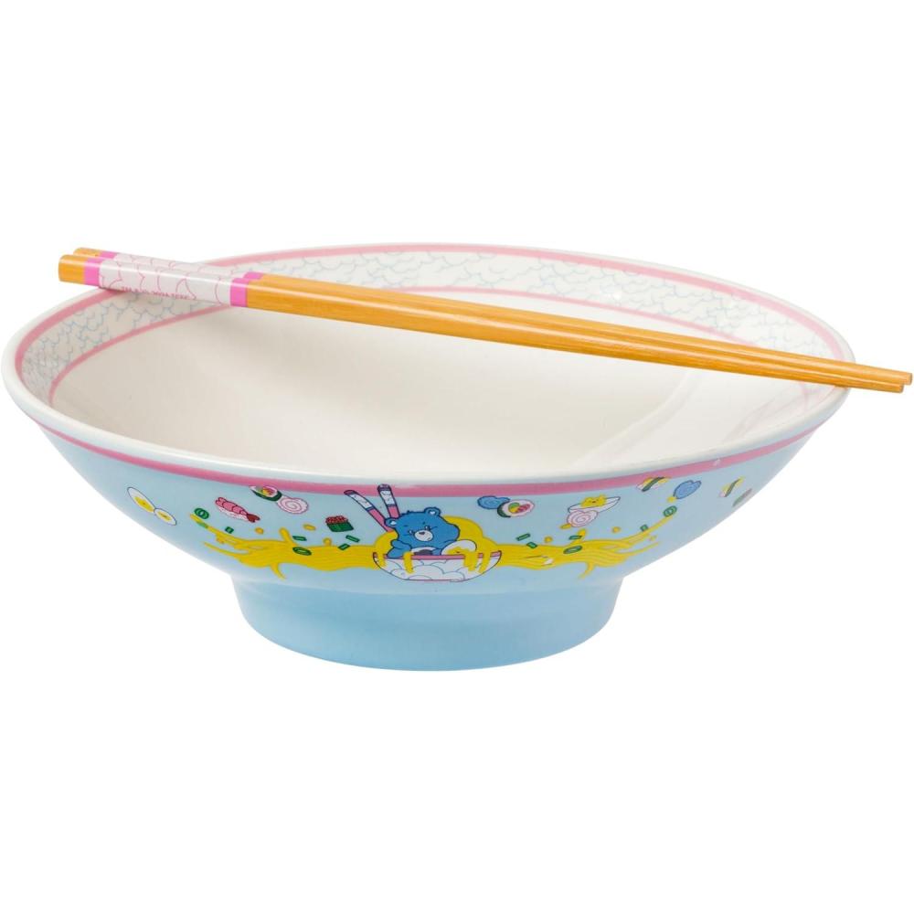 imageSilver Buffalo Rainbow Brite and Twink Ceramic Ramen Bowl with Chopsticks and Spoon 20 OuncesCare Bears Grumpy Bear Eating Big