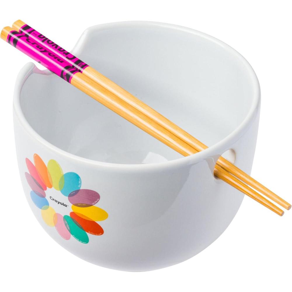 imageSilver Buffalo Rainbow Brite and Twink Ceramic Ramen Bowl with Chopsticks and Spoon 20 OuncesCrayola