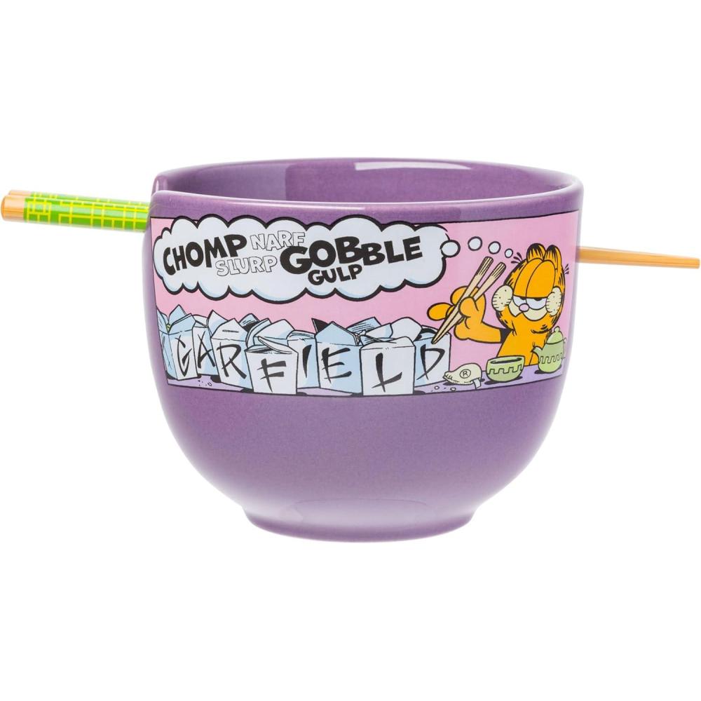 imageSilver Buffalo Rainbow Brite and Twink Ceramic Ramen Bowl with Chopsticks and Spoon 20 OuncesGarfield Eating Takeout