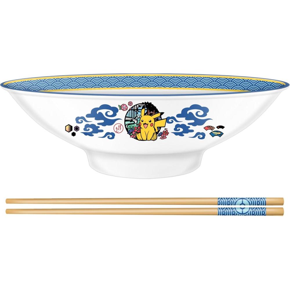 imageSilver Buffalo Rainbow Brite and Twink Ceramic Ramen Bowl with Chopsticks and Spoon 20 OuncesPikachu Wagara Japanese Art Big