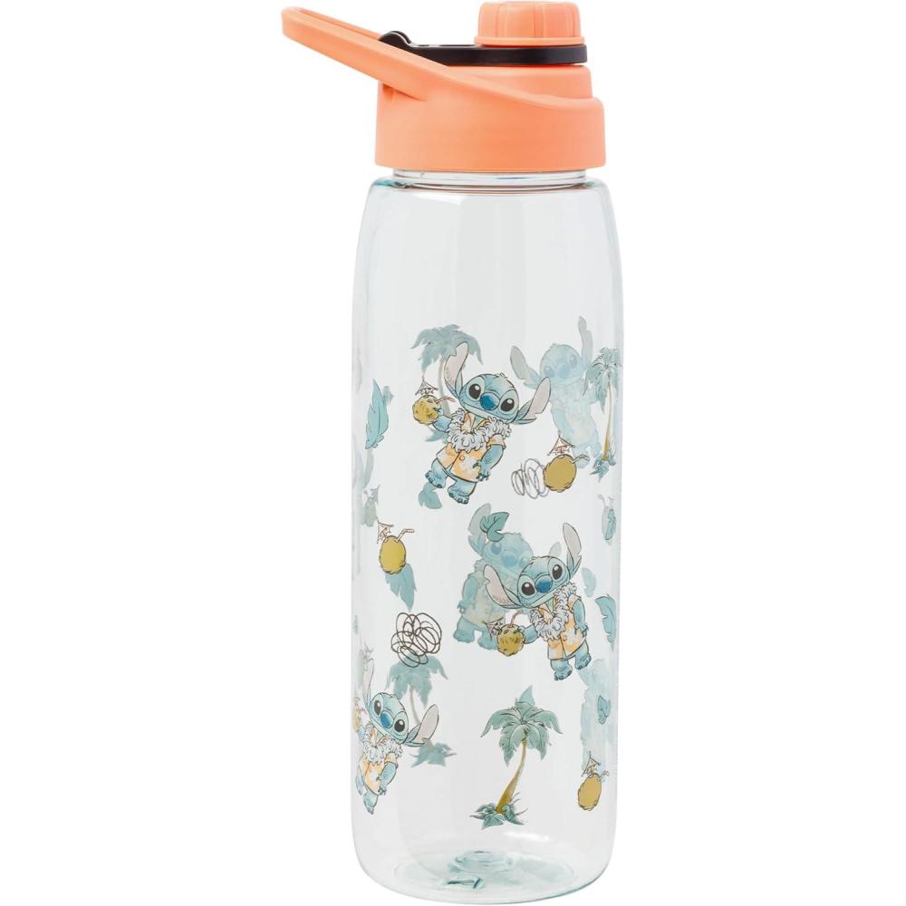 imageSilver Buffalo Rainbow Brite and Twink Sparkle Water Bottle with ScrewOn Lid 28 OuncesLilo and Stitch in Hawaiian Shirt Pattern
