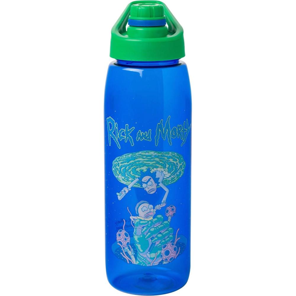 imageSilver Buffalo Rainbow Brite and Twink Sparkle Water Bottle with ScrewOn Lid 28 OuncesRick and Morty Portal Grab