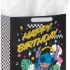 Birthday Hallmark Disney 13″ Large Gift Bag with Tissue Paper (Minnie Mouse, Yellow and Orange with Pink Polka Dots), Kids, Adults, Fans(Lilo and Stitch)